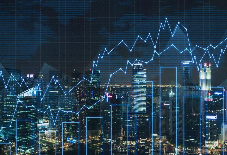 stock photo city with graph