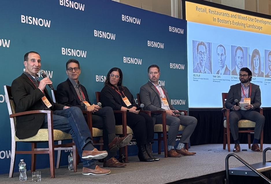 WS Development's Yanni Tsipis, Samuels & Associates' Joel Sklar, Rode Architects' Jessica Haley, Gilbane Building Co.'s Justin MacEachern and Evolution Sustainability Group's Jack Robbins.