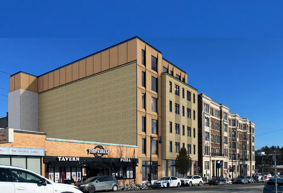 A rendering of City Realty's proposed office-to-residential conversion in Cleveland Circle.