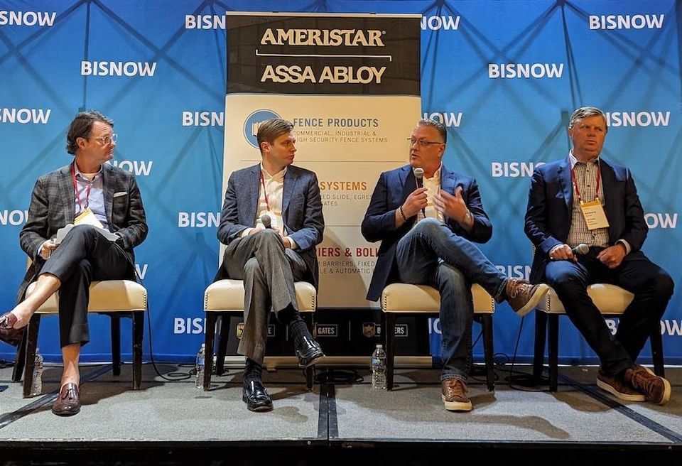 Cushman & Wakefield’s Bo Bond, Skybox Datacenters’ Haynes Strader, Prime Data Centers’ Chris Sumter and Stream Data Centers’ Anthony Bolner at Bisnow’s National DICE Construction, Design and Development event Oct. 24th in Dallas.