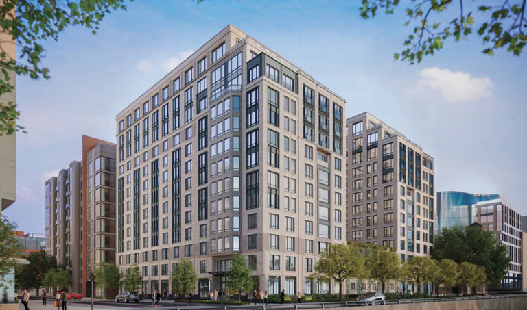 A rendering of Ruben Cos.' proposed 263-unit apartment project at 1100 South Capitol St. SE.