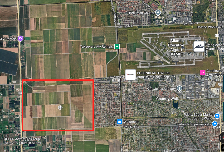 The rough boundaries of Lennar and Easton's $2B megaproject in West Kendall.
