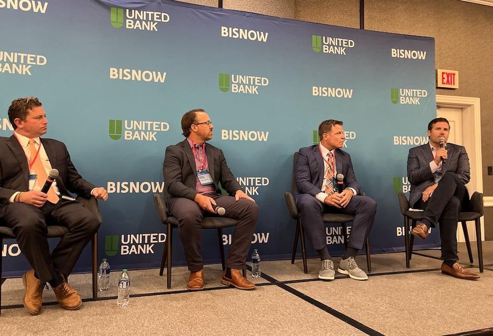 Katz Day’s David Katz, Hyatt Commercial’s Justin Mullen, St. John Properties’ Matt Lenihan and Hogan Cos.’ Timothy Hogan at Bisnow’s Exploring Annapolis & Anne Arundel County event.