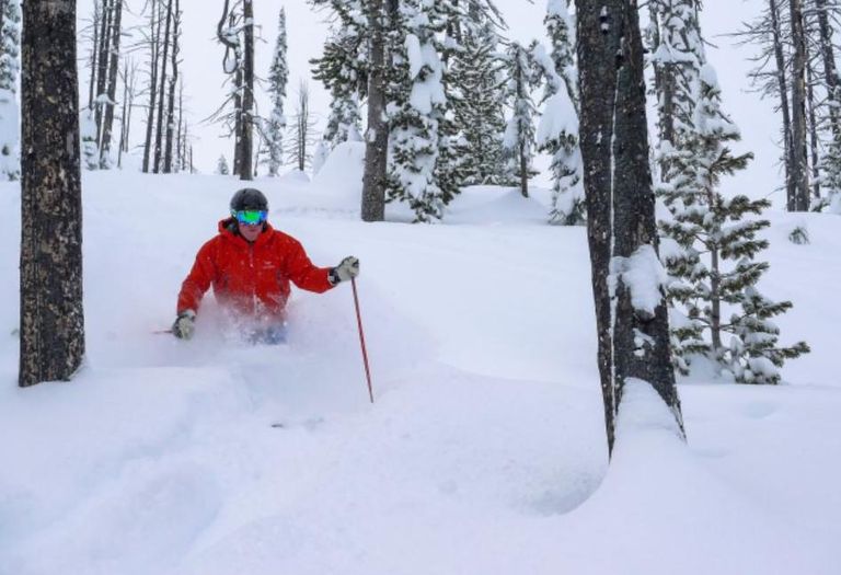 Bob Courteau skiing in Calgary during a heli-ski trip