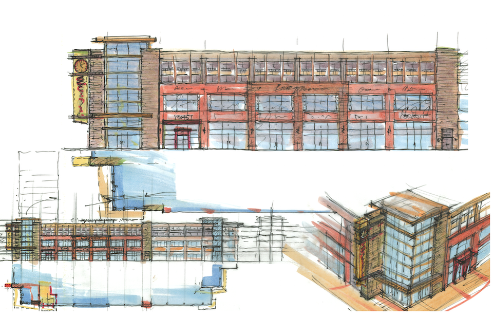 Rendering of the planned podium of StonebridgeCarras's development at Alexandrias Hoffman Town Center