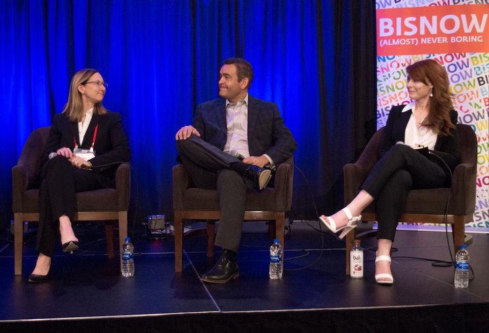 Lang Partners Vice President of Development Cindy Harris, Ventures Development Group principal Rob McConnell and Lincoln Property Co. Vice President, Southwest Region, Sheila Carter at Bisnow's Fort Worth State of the Market Event