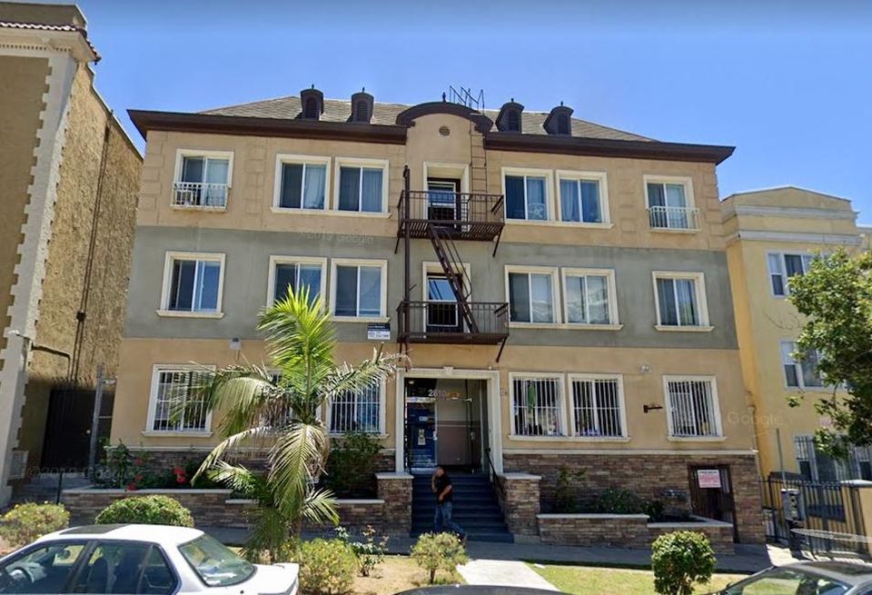 The Leeward Apartments, built in 1923, is a three-story building located at 2810 Leeward Ave in Koreatown. The 19,776-square-foot building features mostly studio apartments