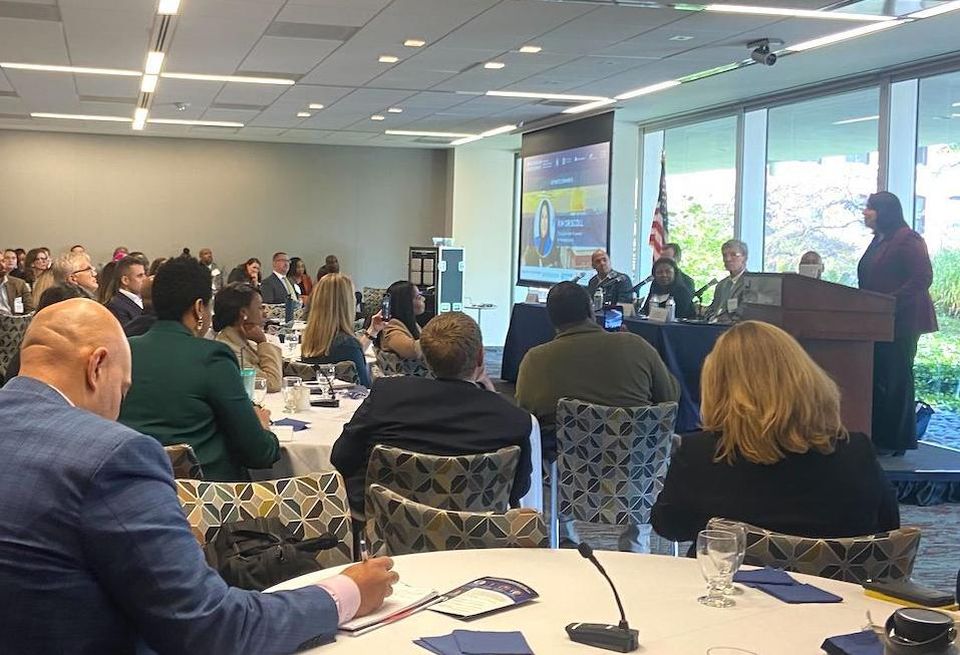 Lt. Gov. Kim Driscoll addressing real estate professionals at the Developers of Color Summit hosted at the Federal Reserve Bank downtown.