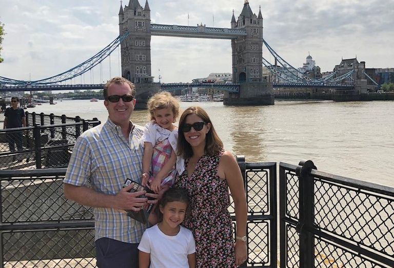 The Ratkovich Co. Senior Development Manager Megan Moloughney with husband, Jeff, and daughters Piper, 6, and Kiera, 4