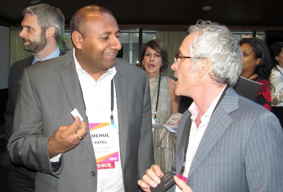 NewcrestImage Management CEO Mehul Patel with Dean Pritchard at Bisnow's Downtown Dallas event May '16