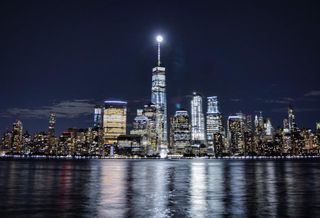 The tallest building in the country, One World Trade Center looms over Lower Manhattan.