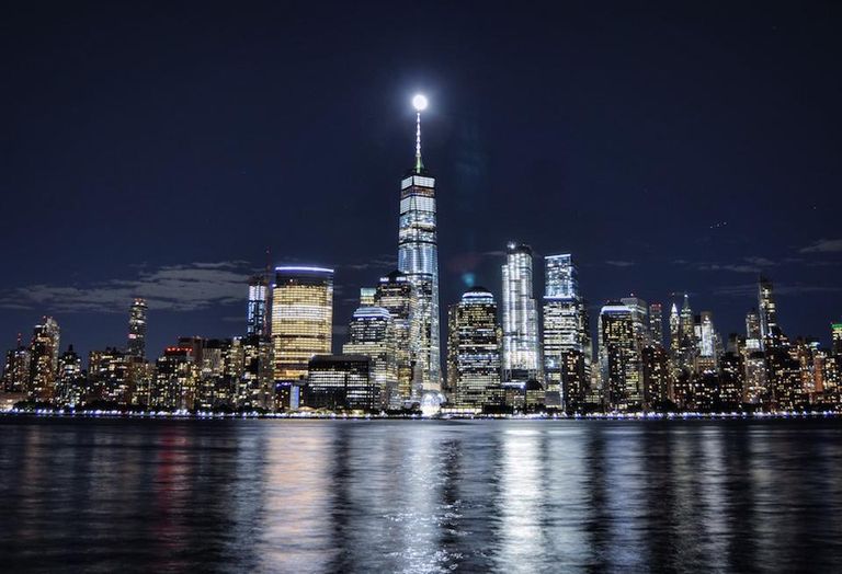 The tallest building in the country, One World Trade Center looms over Lower Manhattan.
