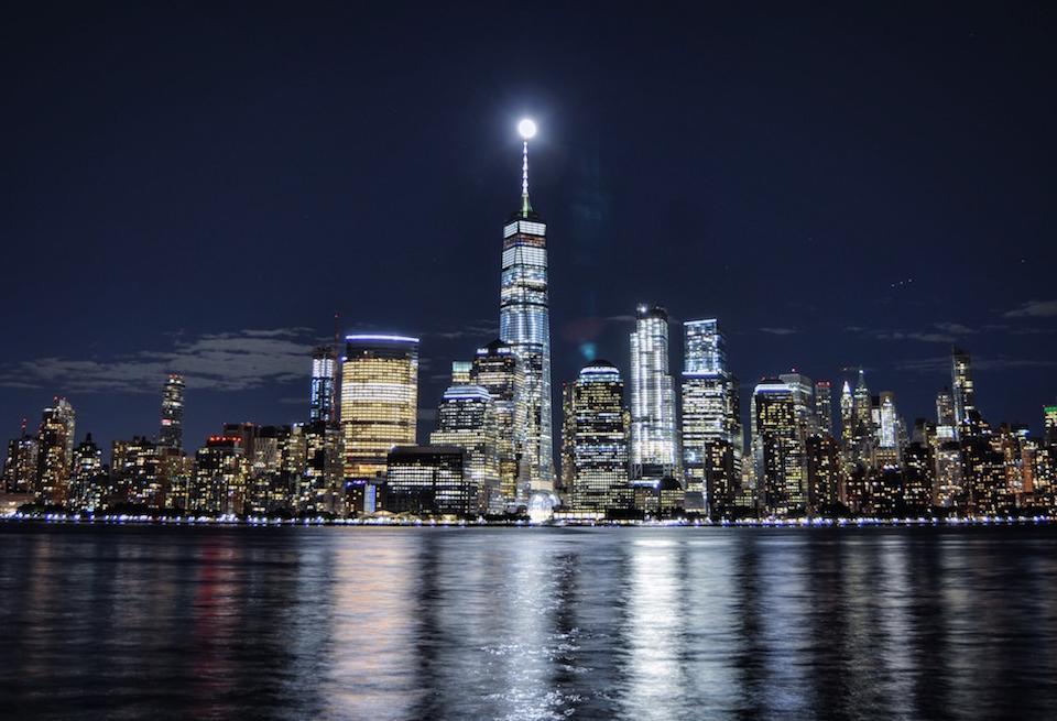 The tallest building in the country, One World Trade Center looms over Lower Manhattan.