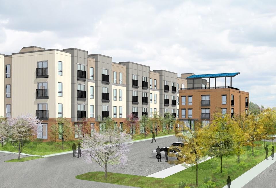 A rendering of The Greens at Irvington MewsⅡ, Enterprise's 59-unit affordable senior project in Baltimore. 