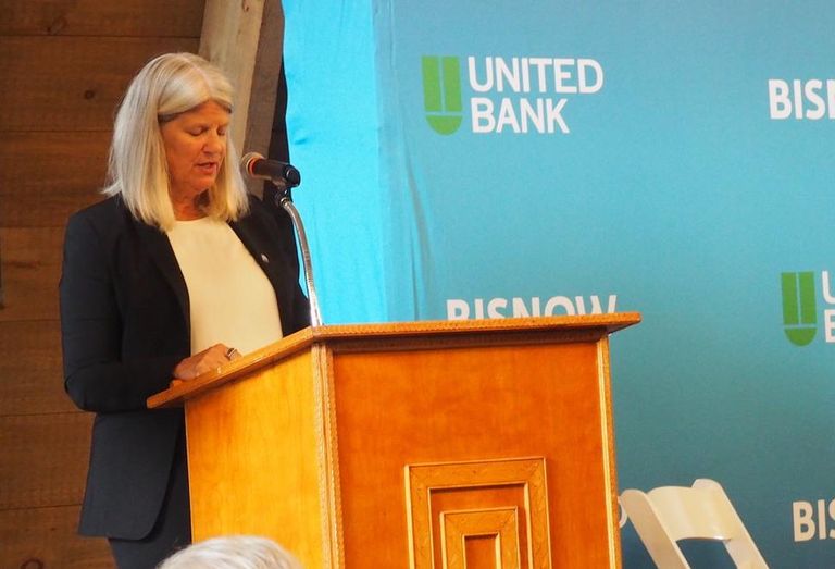 Prince William Board of County Supervisors Chair Ann Wheeler speaking at Bisnow's Sept. 27 event. 