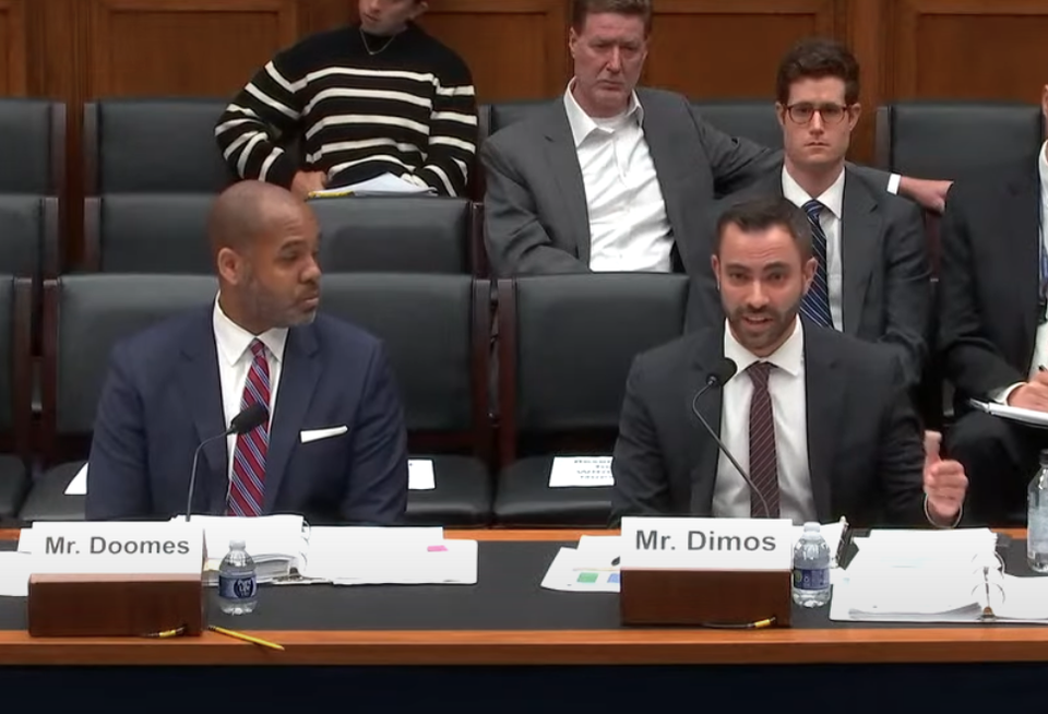 GSA Public Buildings Commissioner Elliot Doomes and FBI Assistant Director of Finance and Facilities Nicholas Dimos at an April 10 congressional hearing.