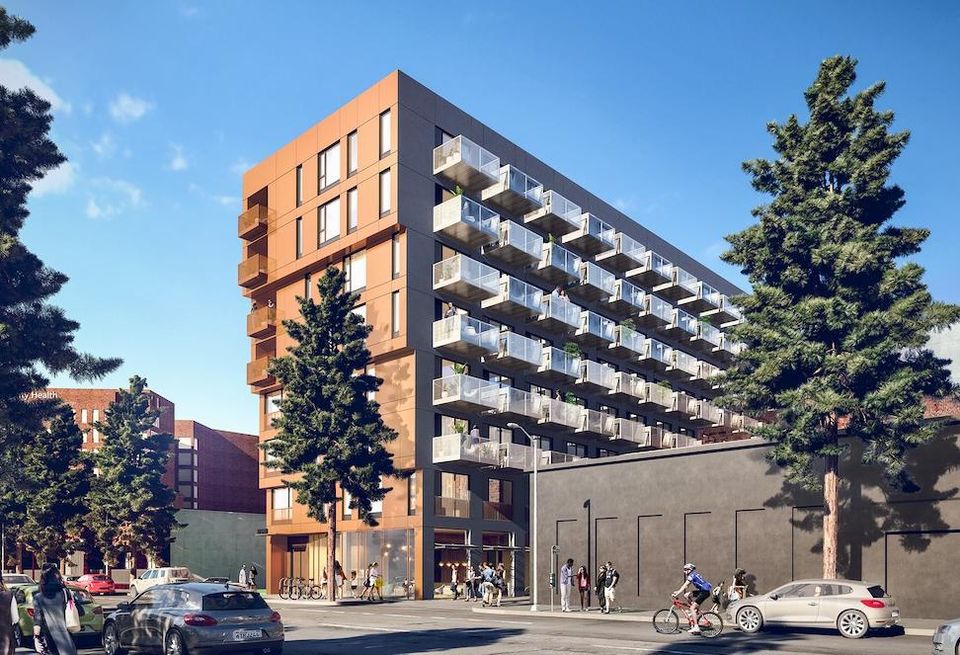 Rendering of Housing Diversity Corp.'s 151-unit microunit development in South Los Angeles