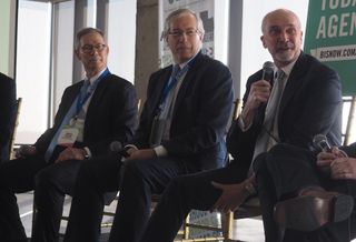 The Meridian Group president David Cheek, LCOR principal Bill Hard and Kettler CEO Bob Kettler at Bisnow's Tysons event, March 9, 2017.