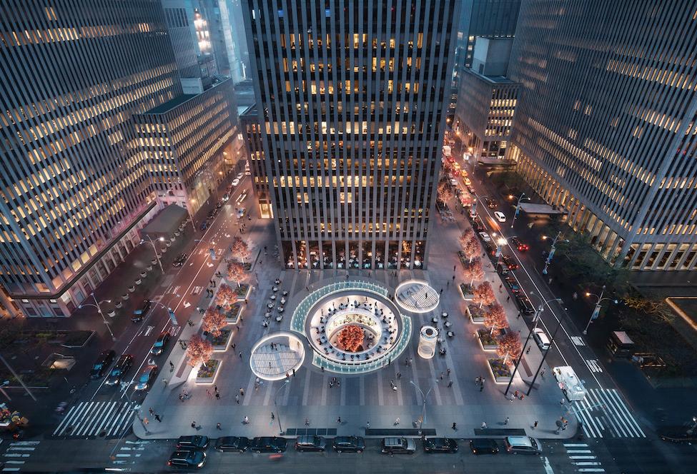 A rendering of the renovated plaza at 1221 Sixth Ave. in Midtown Manhattan