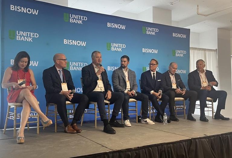 Venable's Jennifer Bruton, BXP's Pete Otteni, Carr Properties' Oliver Carr, JLL's Tyler Kethcart, Hines' Timothy Lowery, MRP Realty's Bob Murphy and CBRE's Lou Christopher