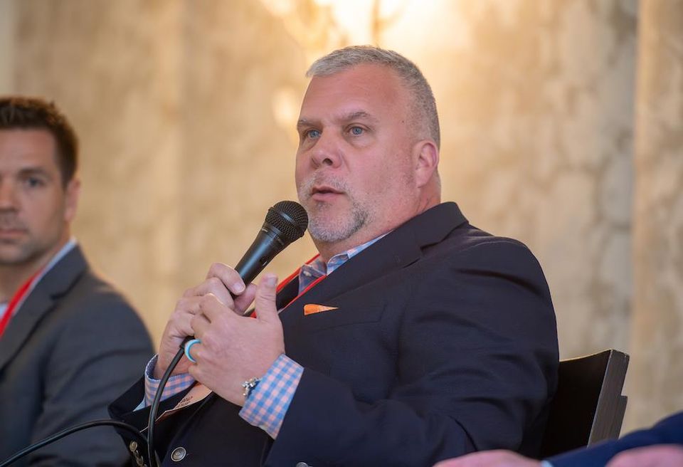 Brad Gover, T5’s director of construction, speaking at DICE East