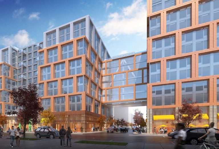 A rendering of Redbrick's 2.3M SF Columbian Quarter development on Poplar Point