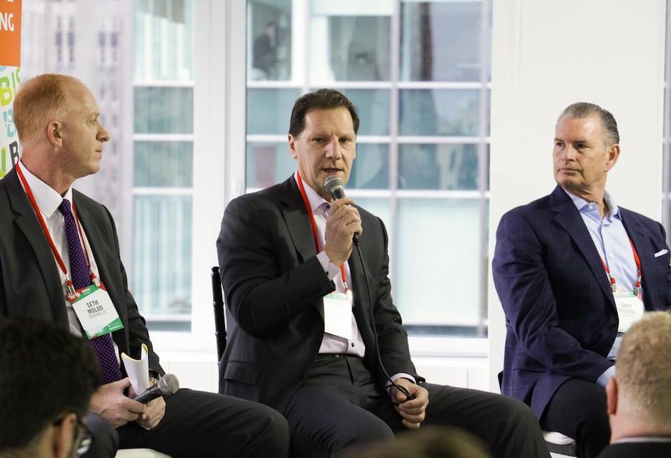 Berdon LLP partner Seth Molod, RXR Realty President and Chief Financial Officer Michael Maturo and Money360 President Gary Bechtel speak at Bisnow's 2018 NYC Forecast event Dec. 12, 2017.