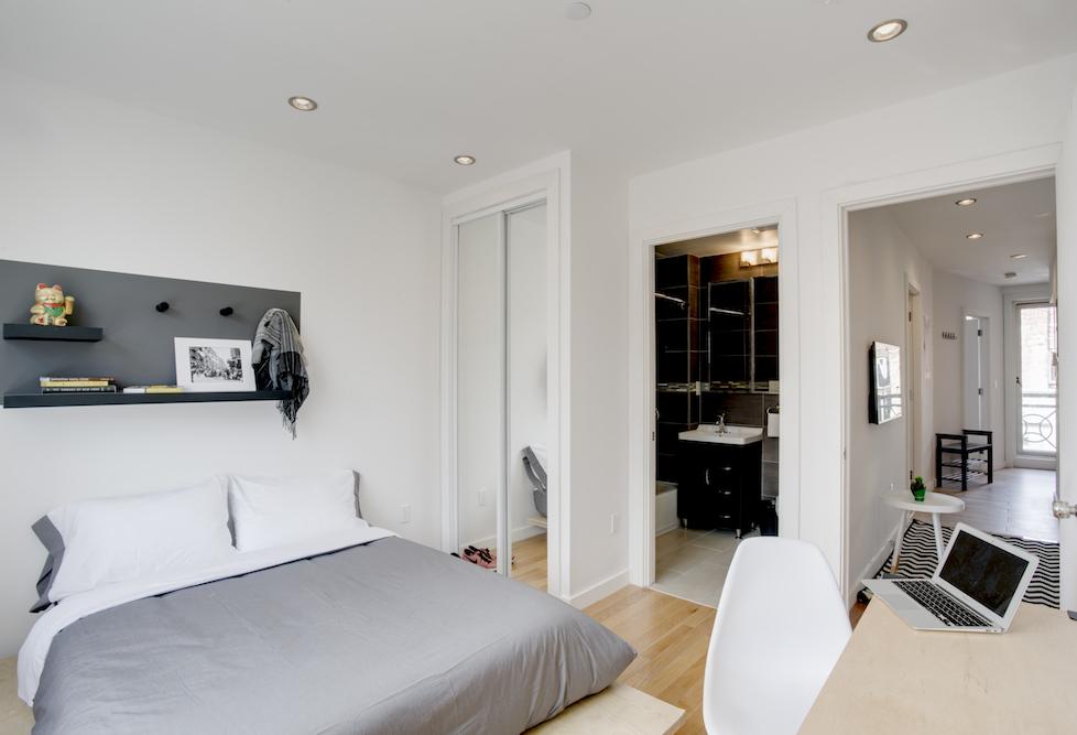 A bedroom at a Manhattan location of Quarters, a German co-living brand