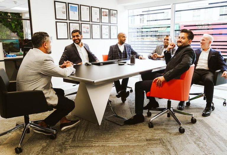 Members of UK office owner Prideview Group: Jesal Patel, Pritesh Patel, Sejal Kamani, Dilip Shah, Vishal Patel, Mark Hoffman.