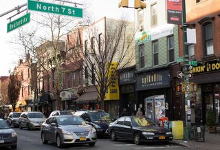 The intersection of Bedford Avenue and North 7 St. in Williamsburg, Brooklyn