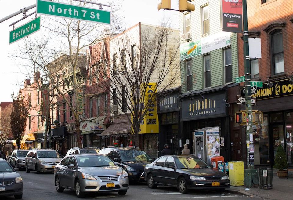 The intersection of Bedford Avenue and North 7 St. in Williamsburg, Brooklyn