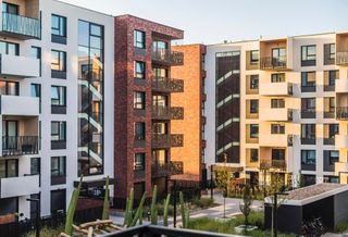 apartment building balconies courtyard