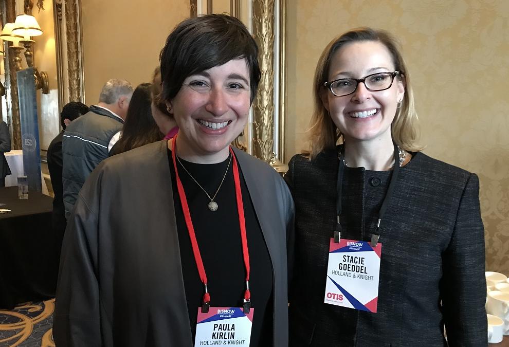 Paula Kirlin and Stacie Goeddel at Bisnow's Power Women event in May 2018
