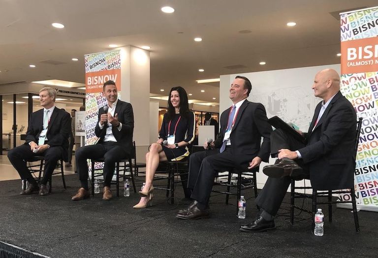 Transwestern Executive Vice President Eric Anderson, Hartman REIT Vice President David Bateman, Limestone Commercial Real Estate President Brandi McDonald Sikes, Skanska USA Executive Vice President Matt Damborsky and Ryan Principal Gary Rucker  