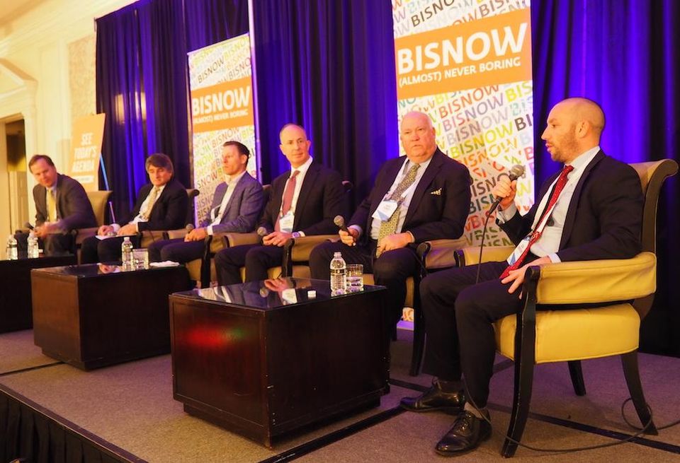 CBRE's David Webb, Bridge Investment Group's Jonathan Slager,  TruAmerica Multifamily's Matt Ferrari, Pantzer Properties' Jason Pantzer, Boland's Dave Pirkey and FCP's Jason Bonderenko