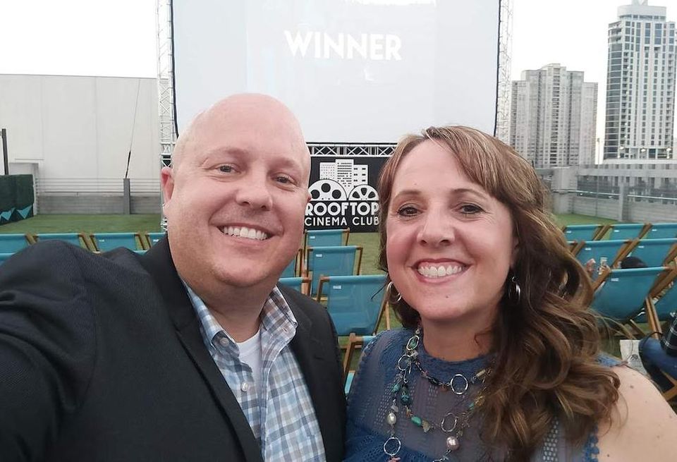 NAI Partners Executive Vice President Travis Rodgers struck the deal that brought Rooftop Cinema Club to the Galleria area. He is pictured with his wife, Jeannee.