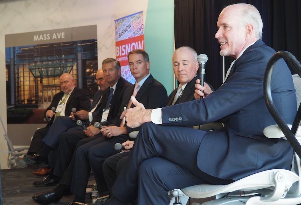 Fidelity's Christopher Naughten, Cushman & Wakefield's Bill Collins, Carr Properties' Oliver Carr, JBG Smith's Britt Snider, Gould Property Co.'s Garrett Preis and MRP Realty's Bob Murphy