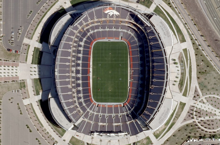 Satellite View of Mile High Stadium Denver. NASA/Wikimedia Commons 