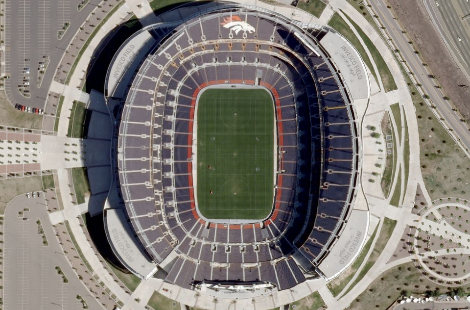 Satellite View of Mile High Stadium Denver. NASA/Wikimedia Commons