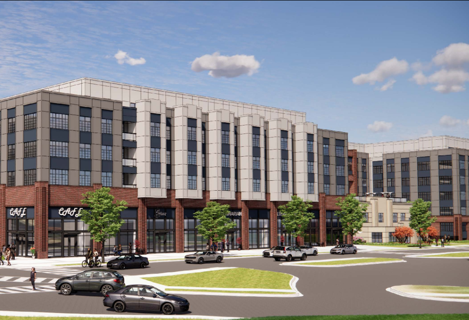 A rendering of UIP's proposed development incorporating the historic Brookland Lanes property