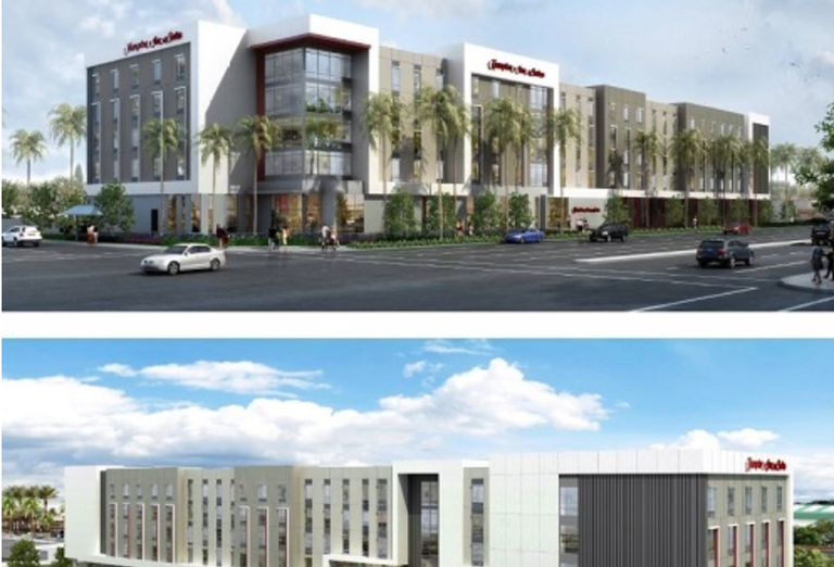 A rendering of the proposed Hampton Inn at the Anaheim Resort District.