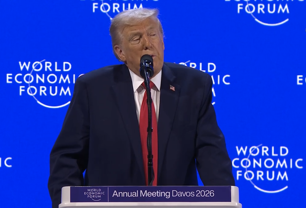 President Donald Trump Speaks At The World Economic Forum In Davos, Switzerland.