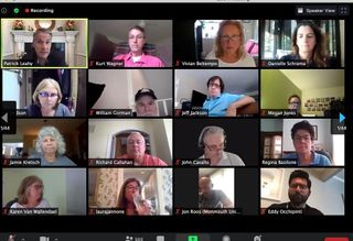 An all-hands business meeting on Zoom.