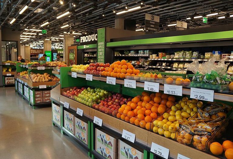 Interior of an Amazon Go concept grocery store.