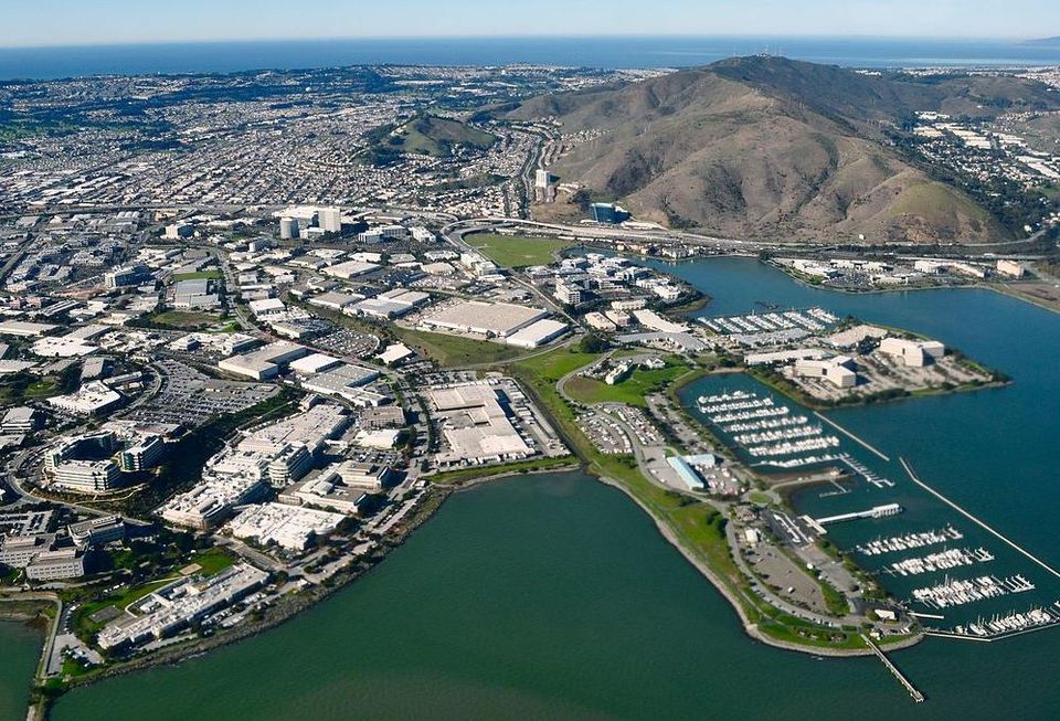 Aerial shot of Oyster Point in South San Francisco