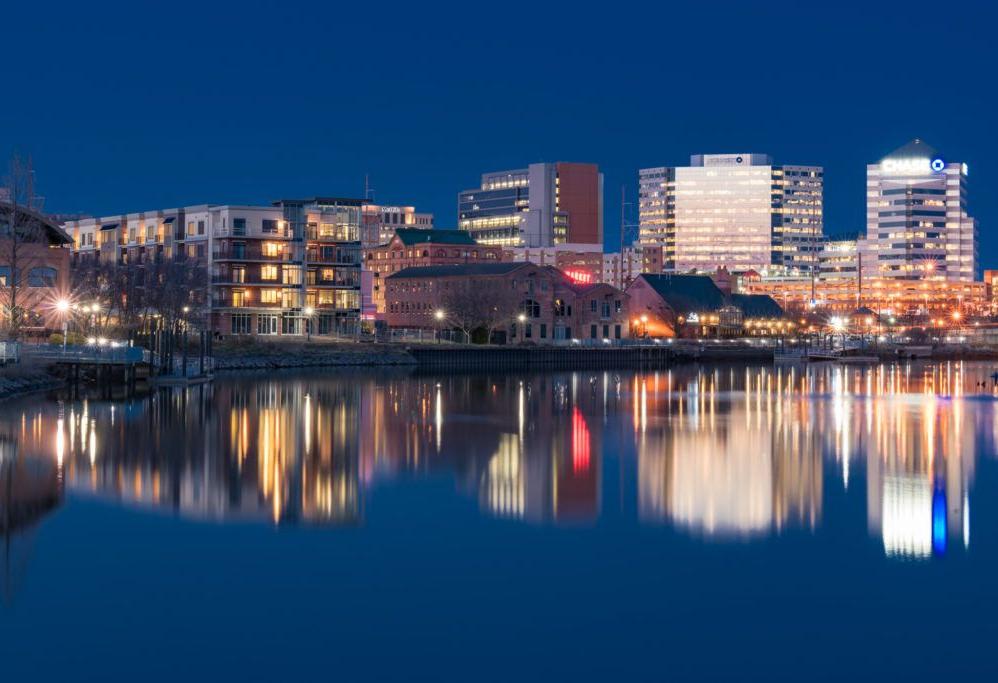 The Wilmington skyline at night