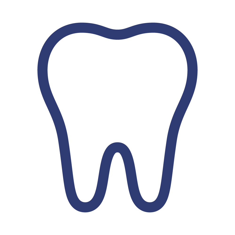 Outline of a tooth in dark blue on a transparent background.