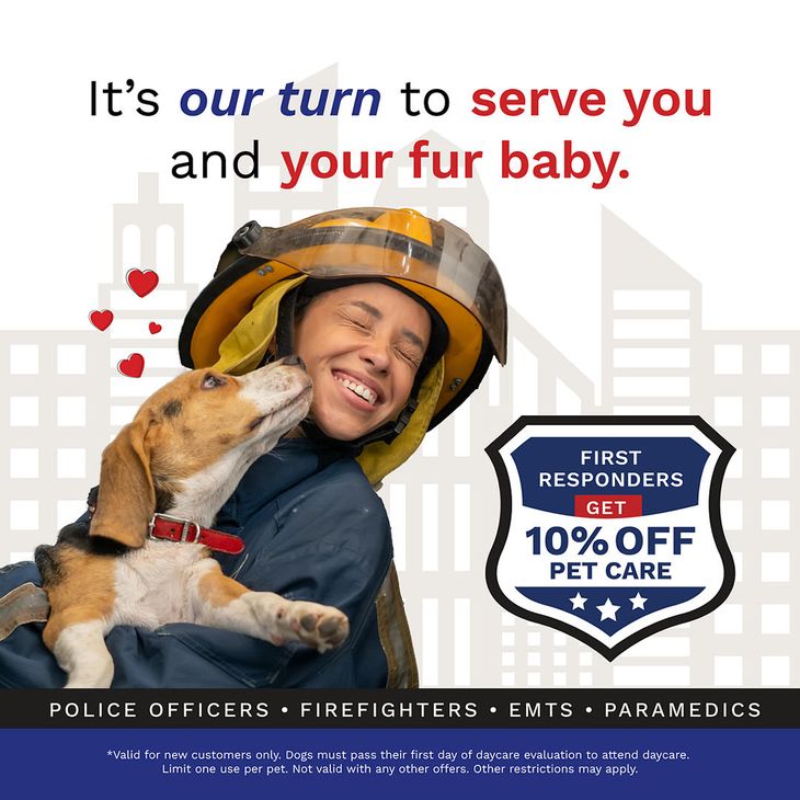 10% off Pet Care for police officers, firefighters, EMTs, and paramedics.