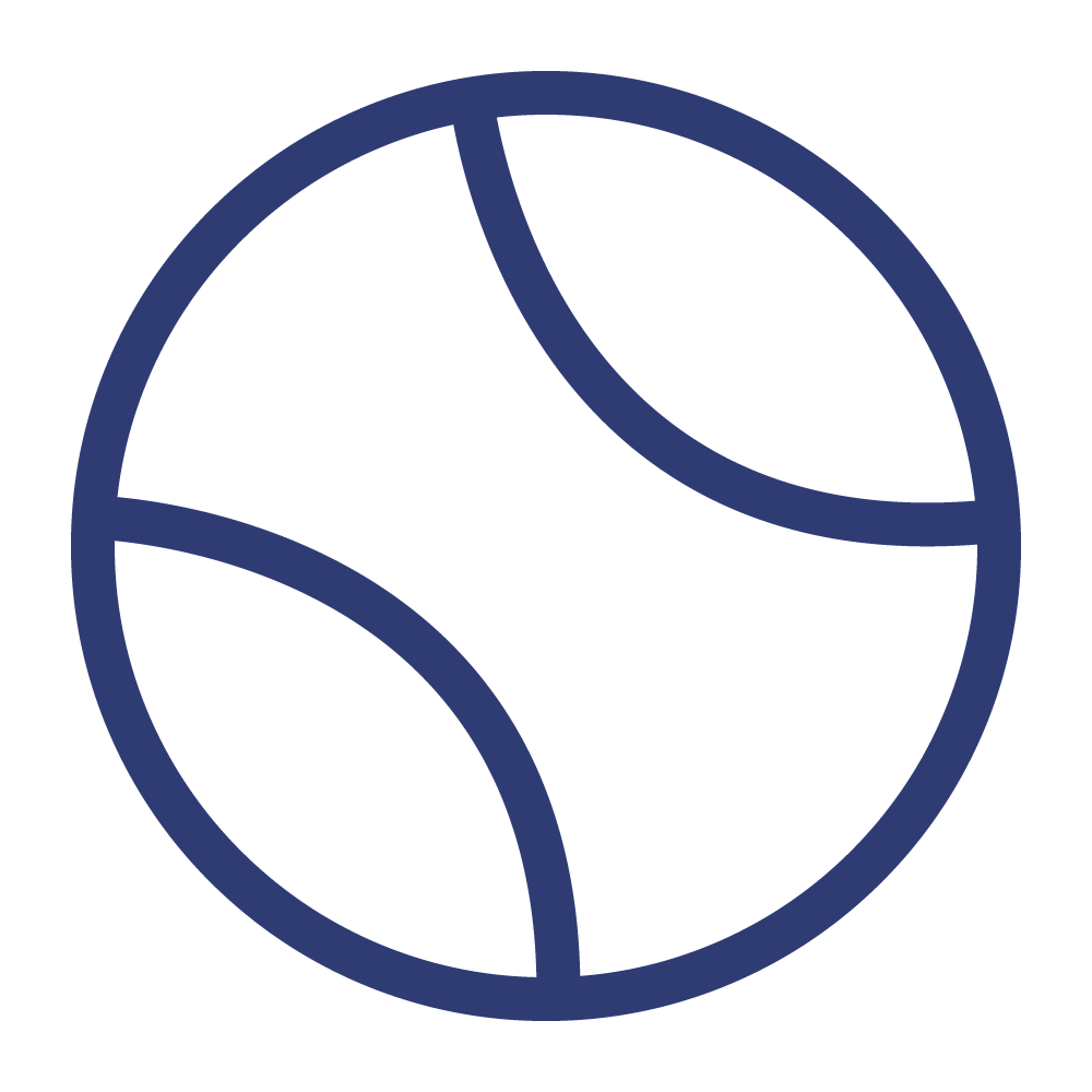 esign with curving lines forming sections inside a circular shape.A blue outline of a simple ball representing behavioral counseling