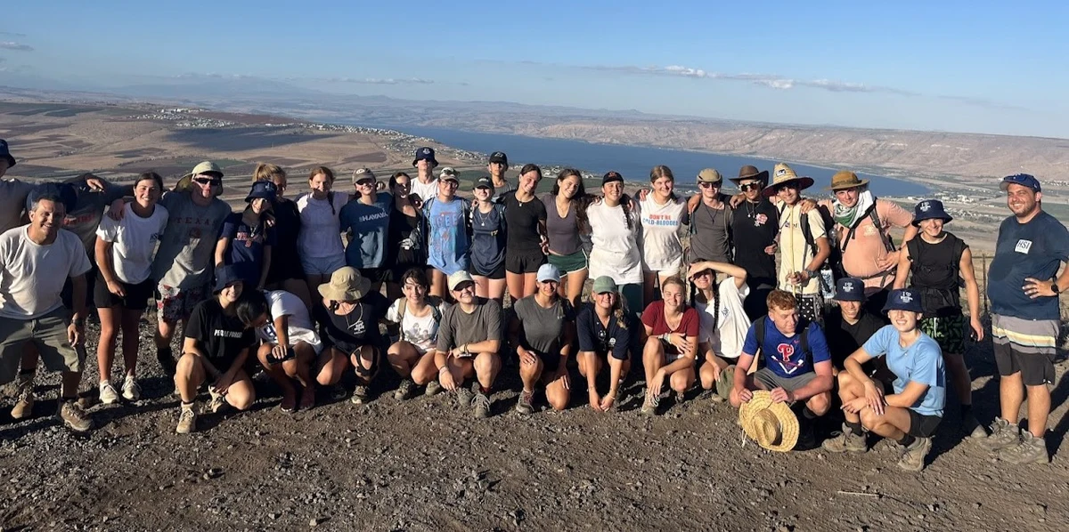 Muss students and staff together during an outdoor learning experience in Israel